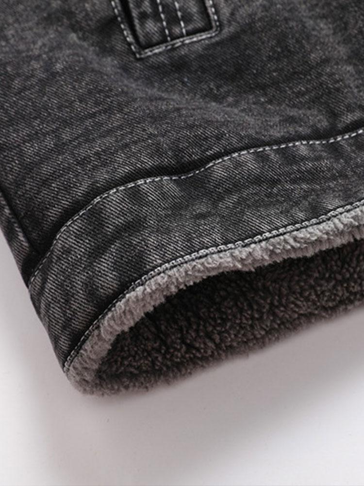 Teddy Lined Washed Denim Jacket