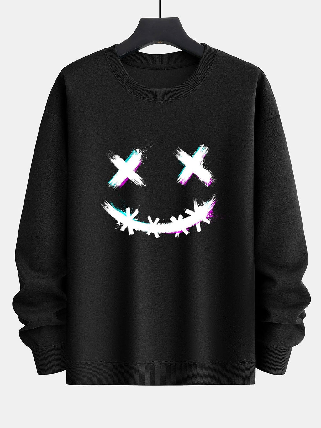 Brushstroke Smiley Print Relax Fit Sweatshirt