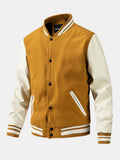Contrast Wool Look PU Baseball Jacket
