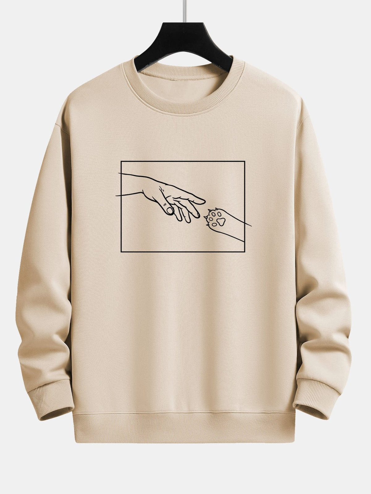 Hand And Cat Paw Print Relax Fit Sweatshirt