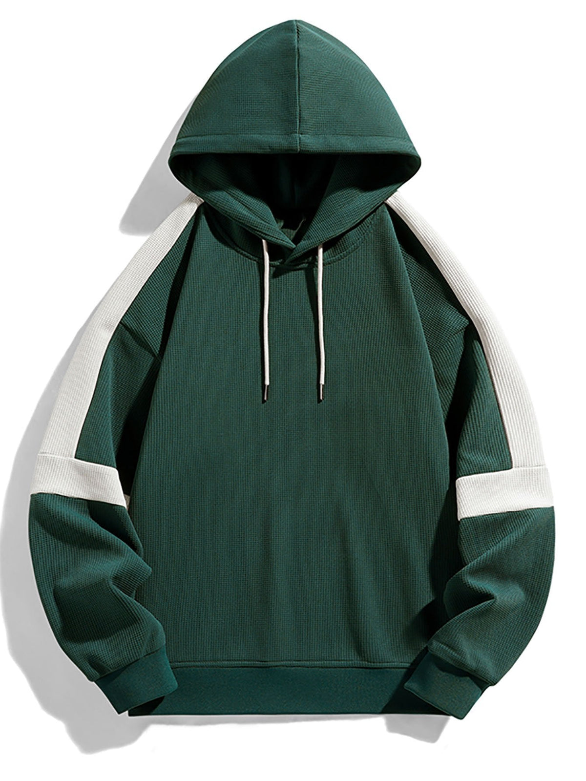Color-Block-Waffelstrick-Kapuzenpullover