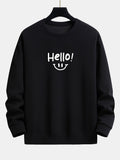 Hello Smiley Face Print Relax Fit Sweatshirt