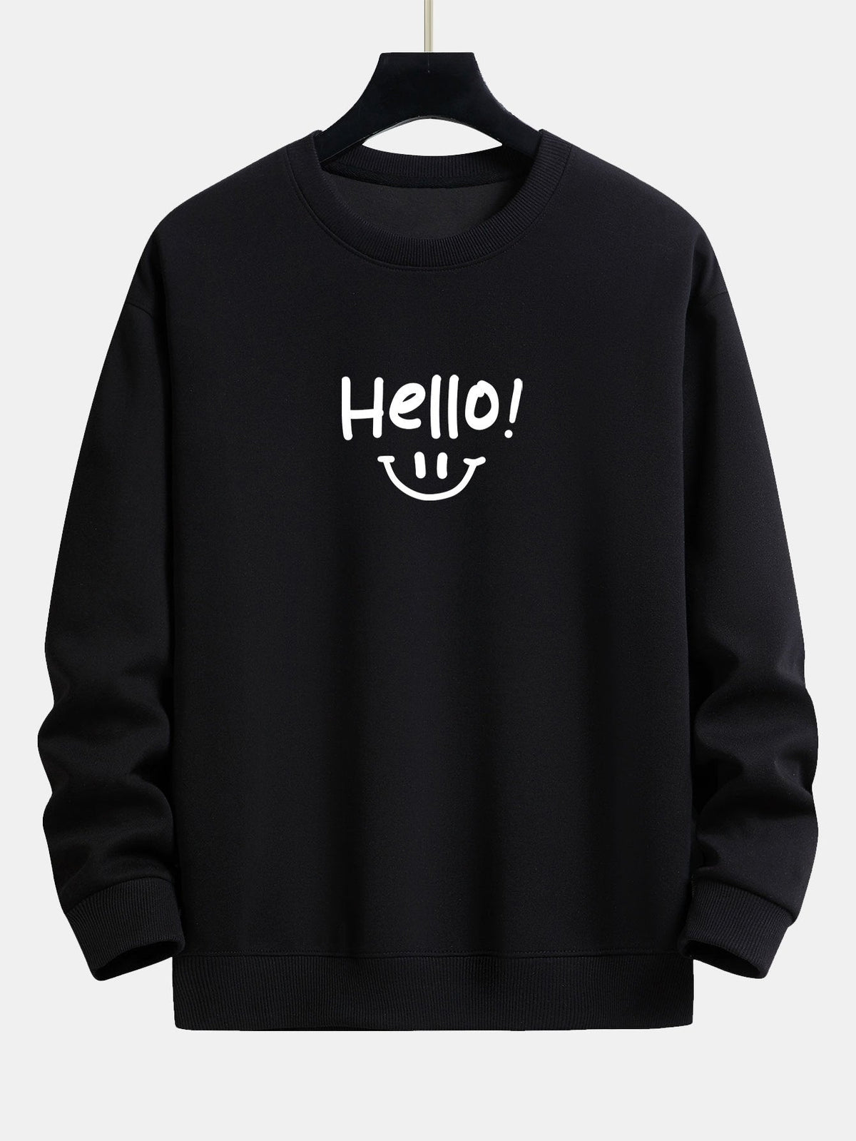 Hello Smiley Face Print Relax Fit Sweatshirt