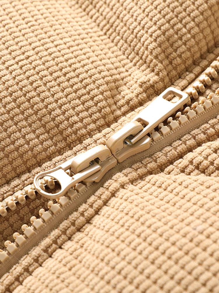 Corduroy Zip Up Puffer Coat
