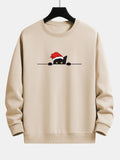 Christmas Black Cat Print Relax Fit Sweatshirt