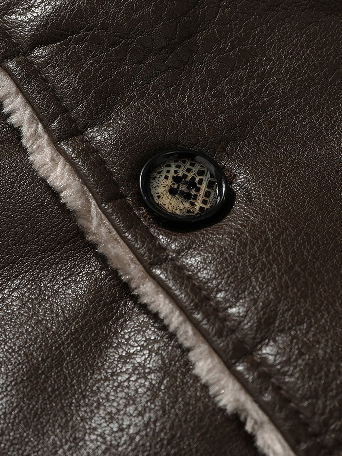 Long Line Faux Fur Lined PU Leather Coat