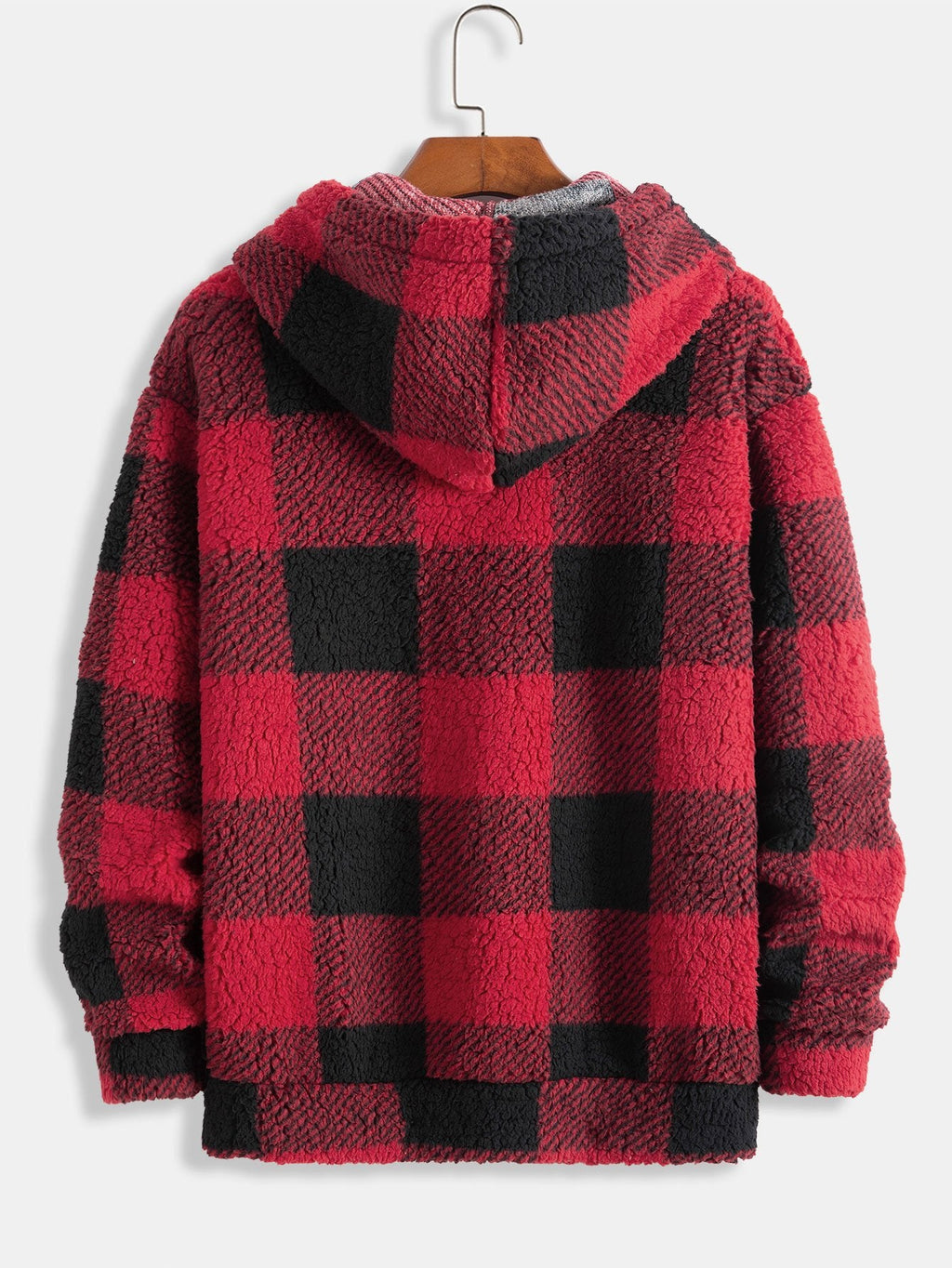 Teddy-Kapuzenpullover mit Karomuster