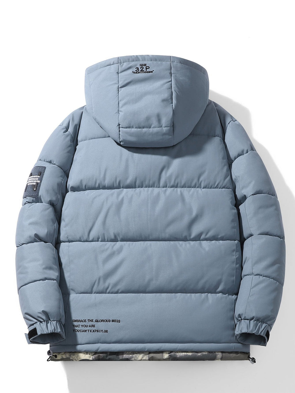 Camouflage Lined Pockets Hooded Puffer Coat