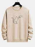 Fist Bump Cat Print Relax Fit Sweatshirt