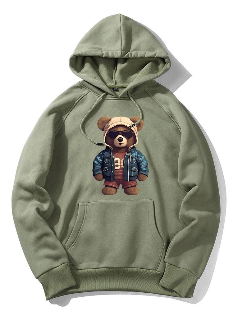 Kapuzenpullover mit Bären-im-Lederjacken-Print