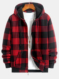 Teddy Fleece Lined Flannel Plaid Hoodie