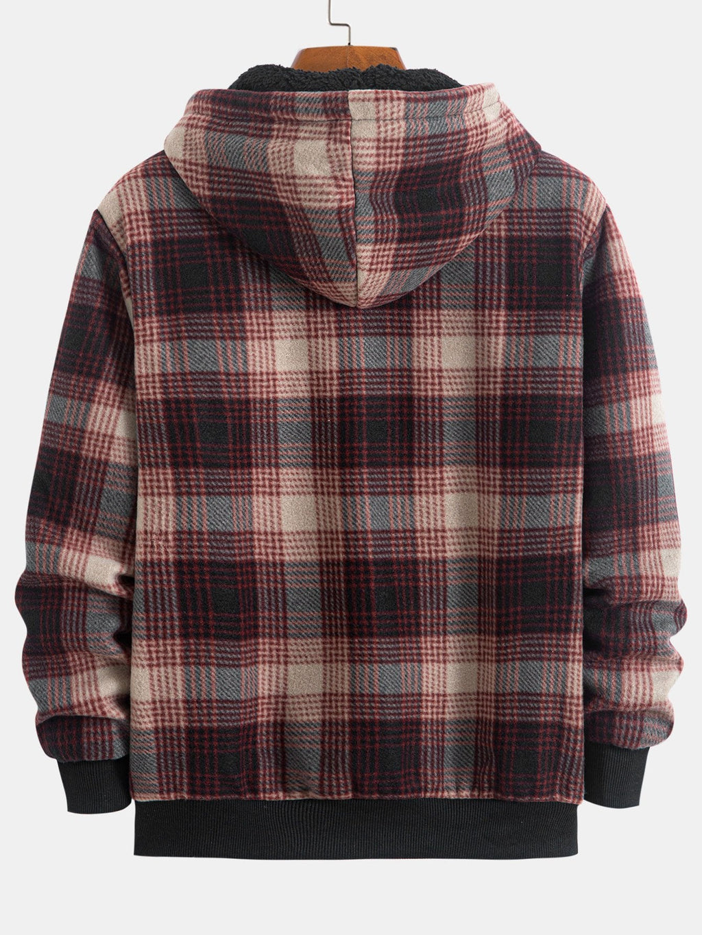 Teddy Fleece Lined Flannel Plaid Hoodie