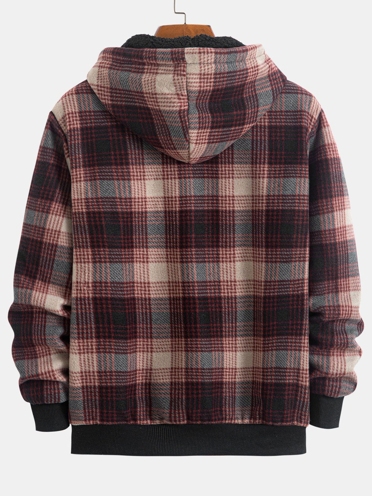 Teddy Fleece Lined Flannel Plaid Hoodie