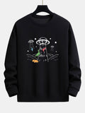 Dinosaur Spaceship Print Relax Fit Sweatshirt