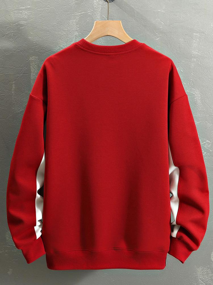 Oversize Slogan Color Block Sweatshirt