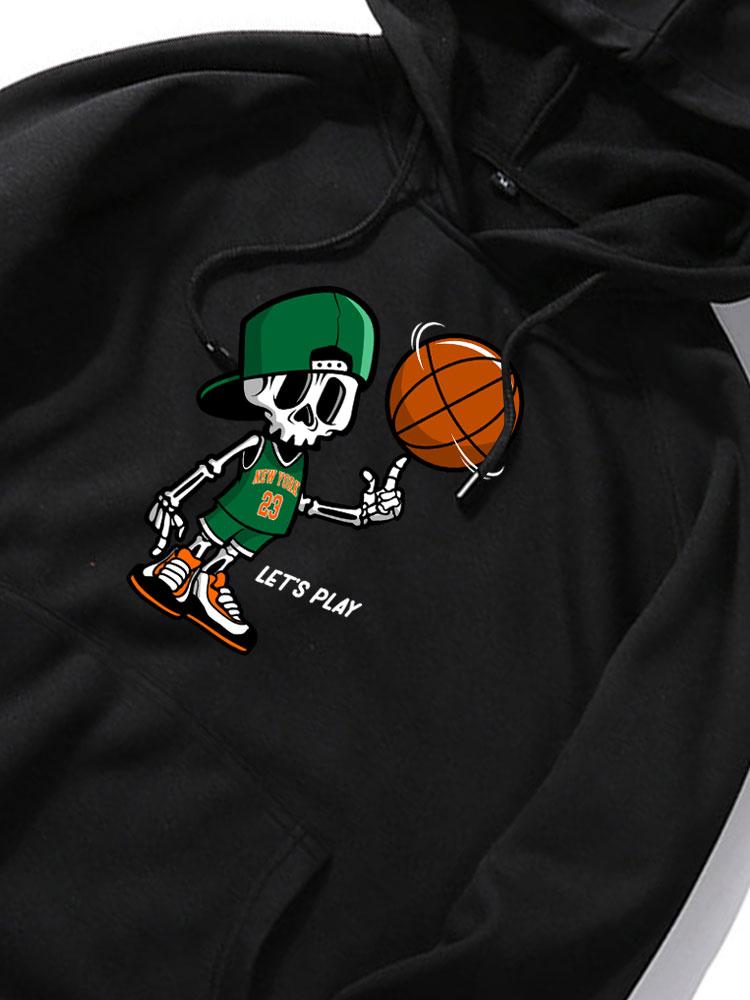 Basketball Skeleton Print Hoodie