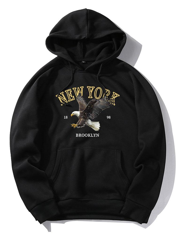 New York Eagle Print Hoodie