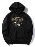 New York Eagle Print Hoodie