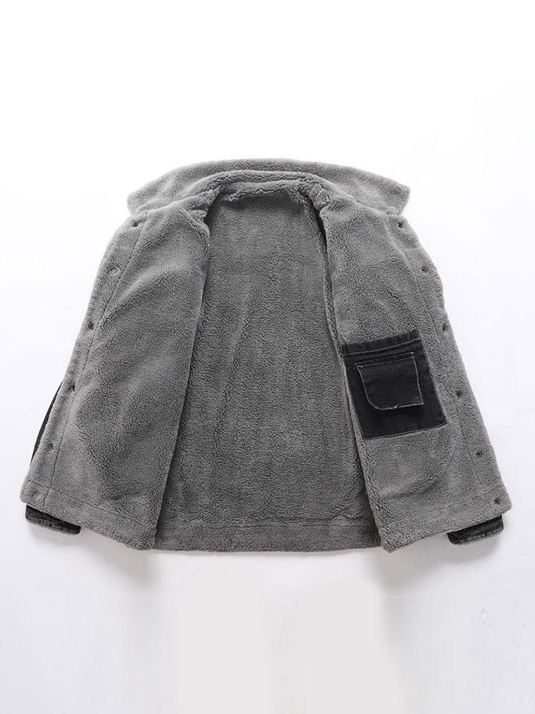 Teddy Lined Washed Denim Jacket