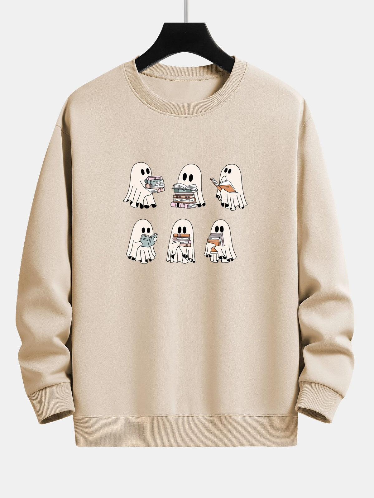 Ghost Reading Book Print Relax Fit Sweatshirt