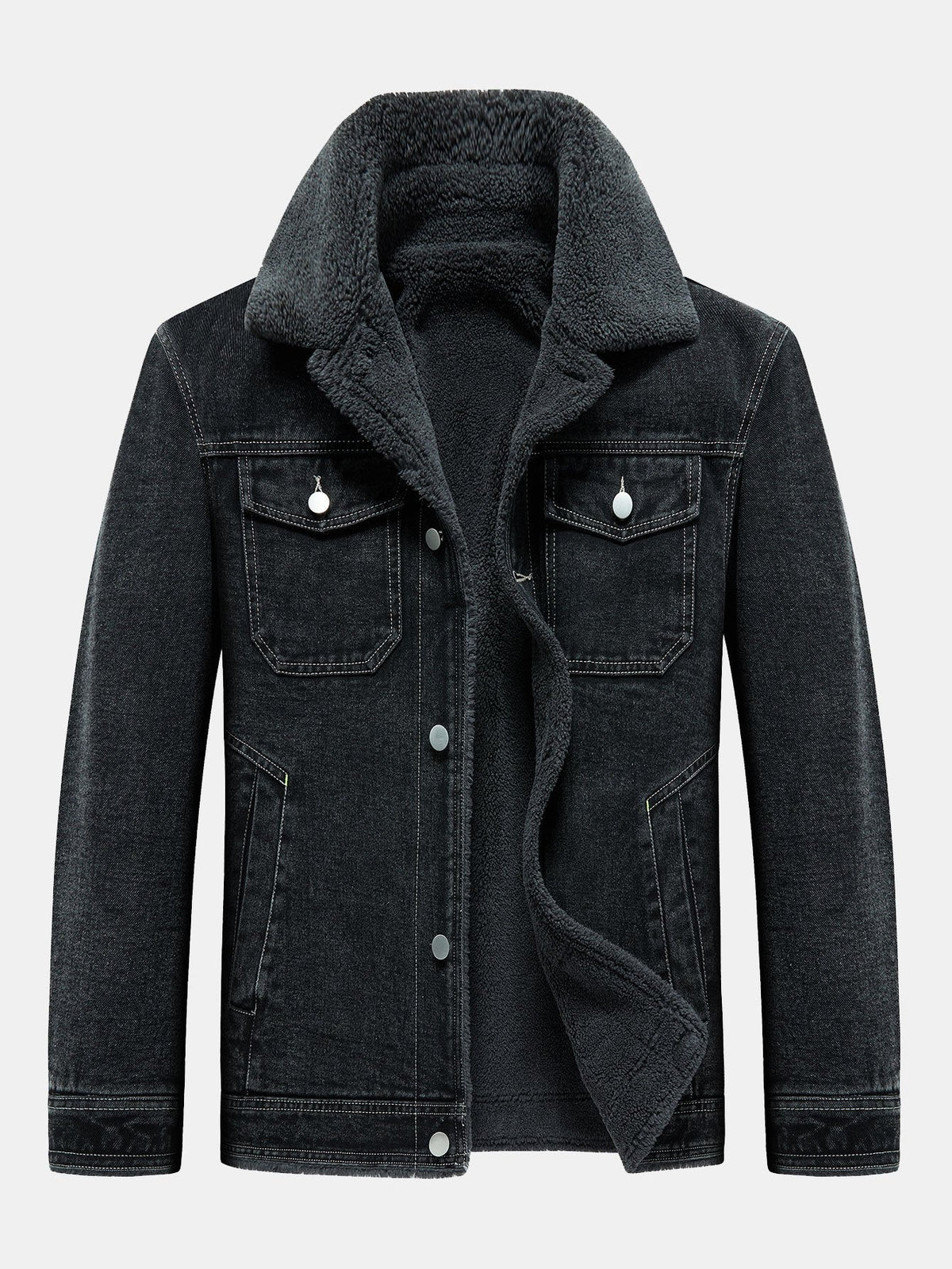 Denim Borg Lined Utility Jacket