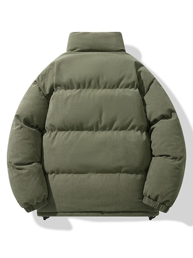 Corduroy Zip Up Puffer Coat