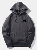 Black Cat Print Hoodie