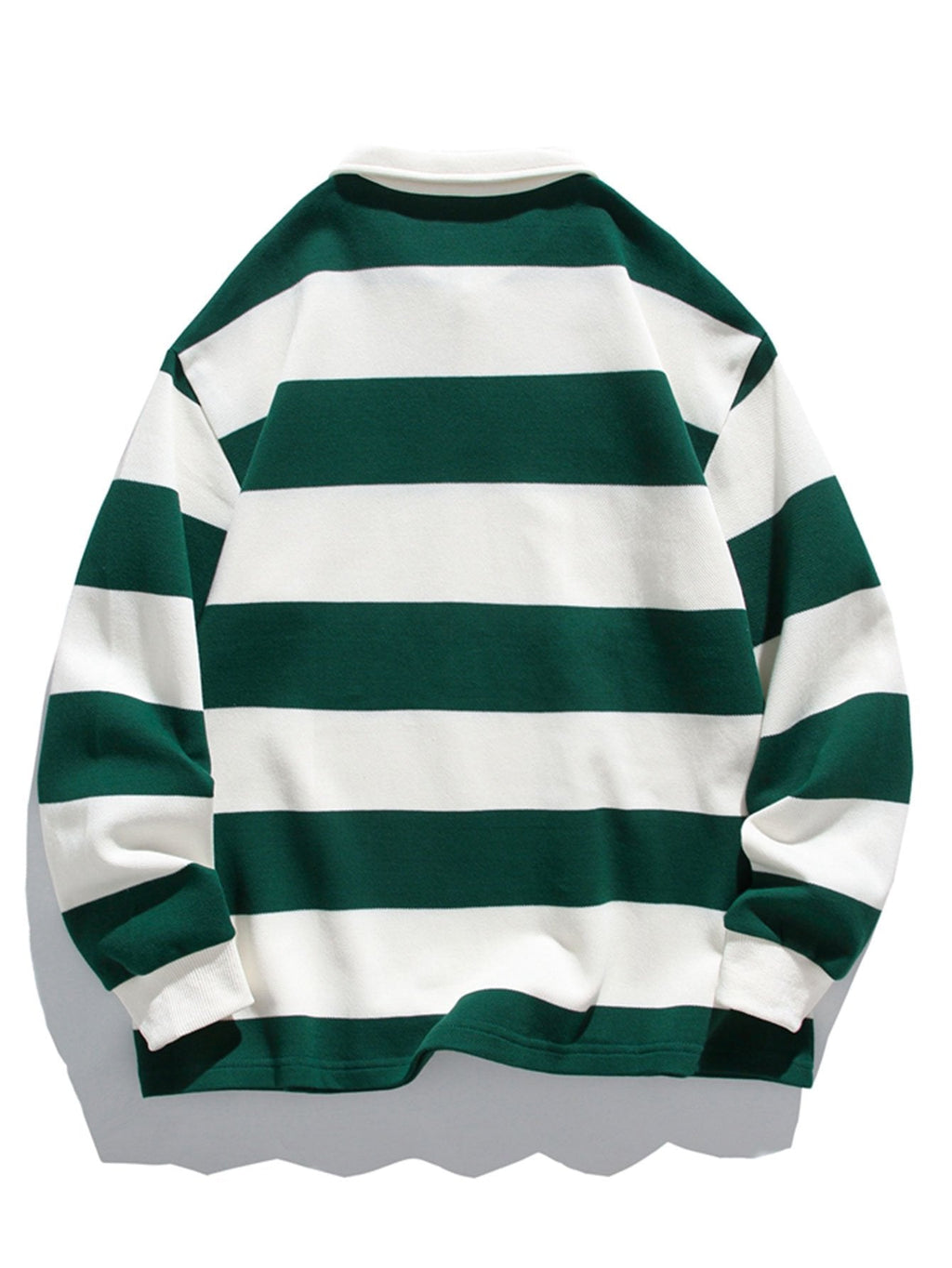 Relax Fit Waffle Wide Striped Polo Sweatshirt