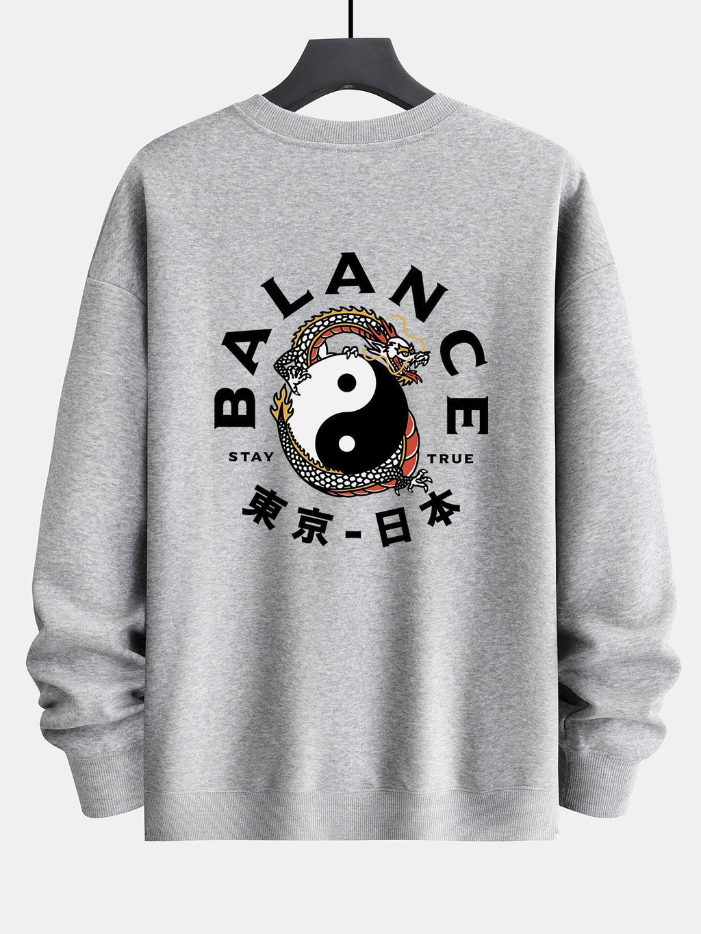 Dragon Slogan Back Print Relax Fit Sweatshirt