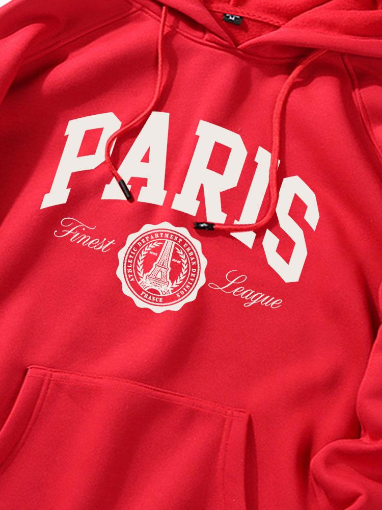 Paris Varsity Print Hoodie