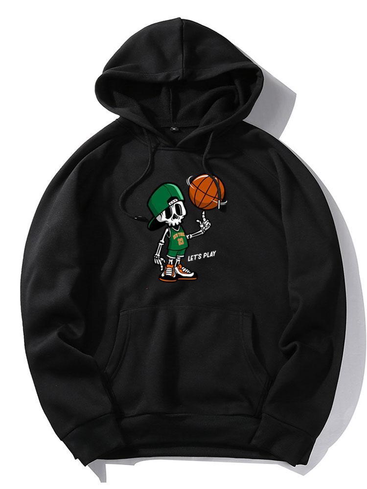 Basketball Skeleton Print Hoodie
