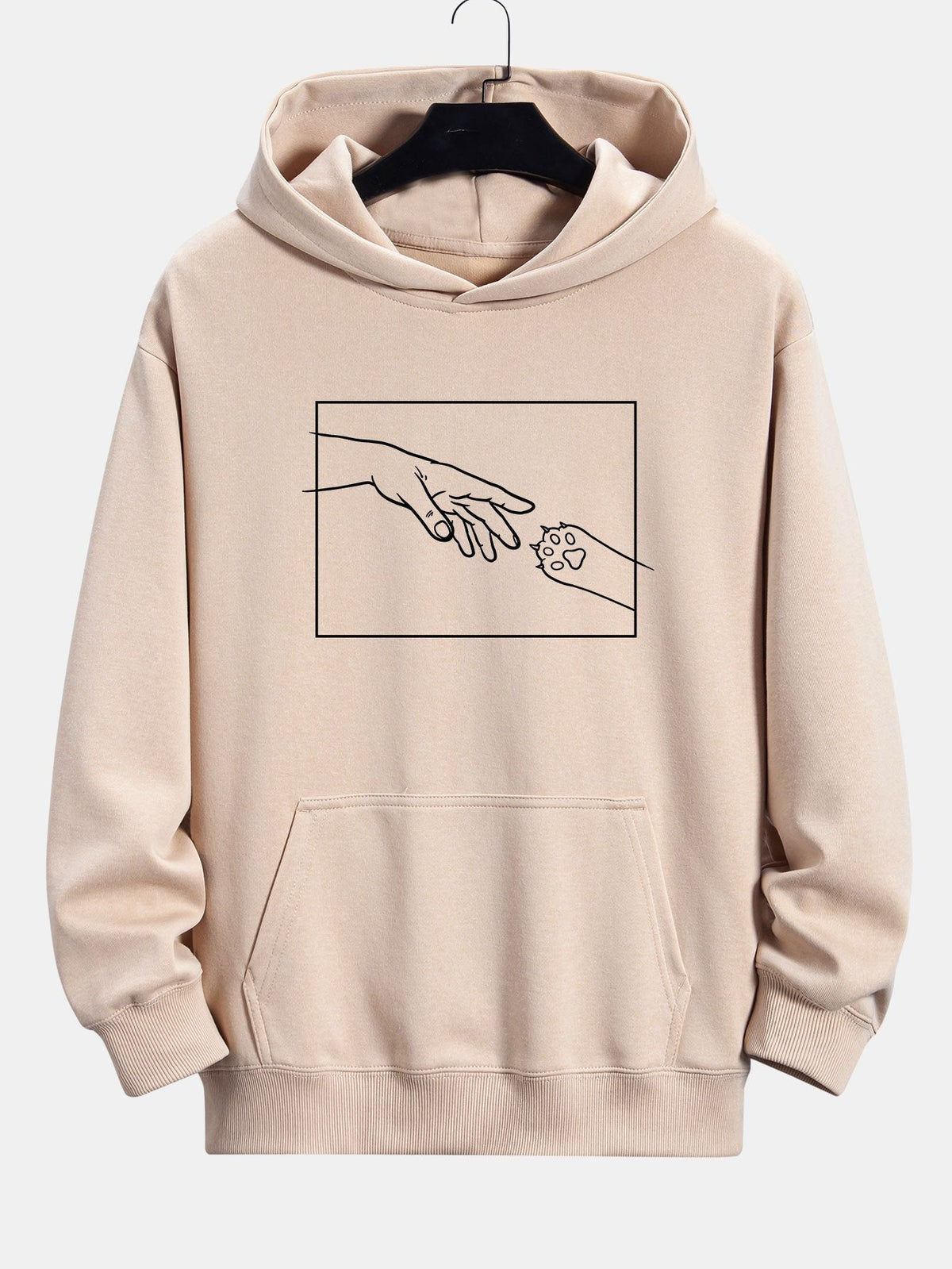 Hand And Cat Paw Print Relax Fit Hoodie
