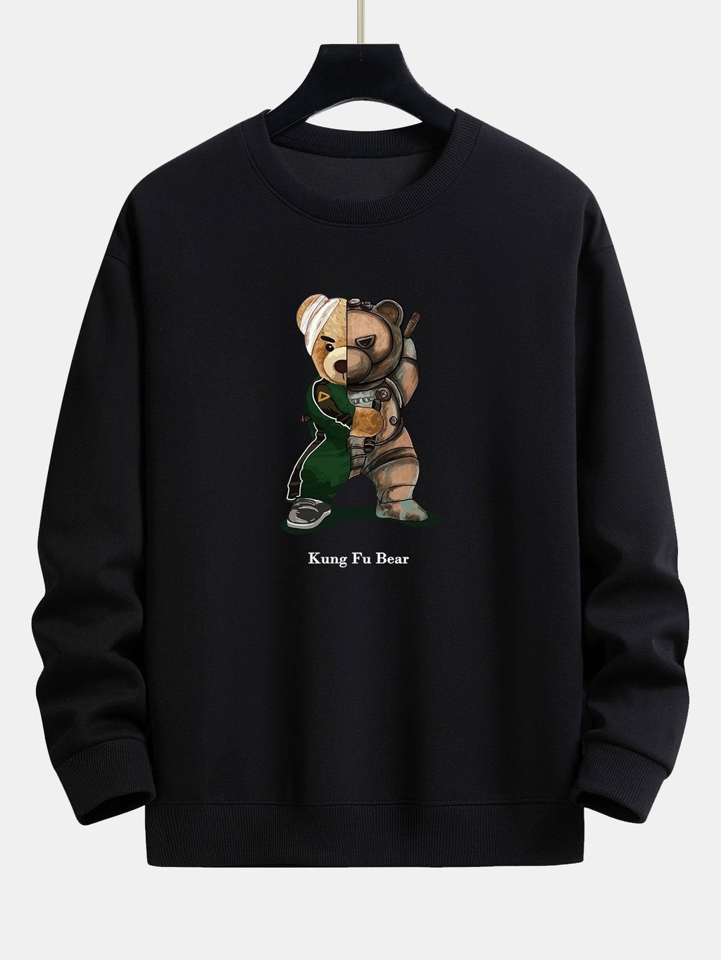Kung Fu Bear Print Relax Fit Sweatshirt
