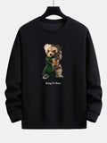 Kung Fu Bear Print Relax Fit Sweatshirt