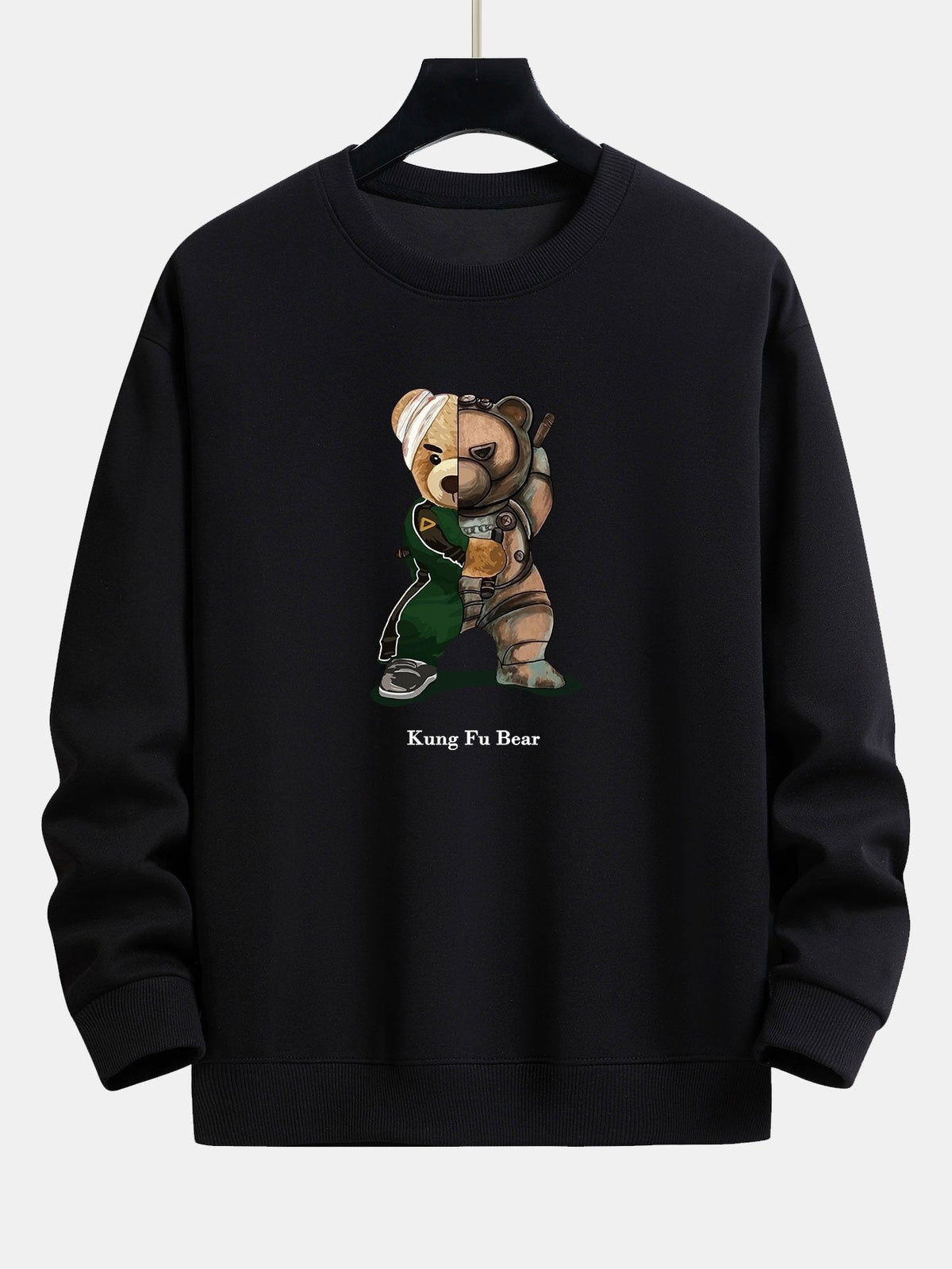 Kung Fu Bear Print Relax Fit Sweatshirt