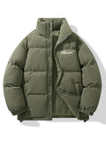 Corduroy Zip Up Puffer Coat