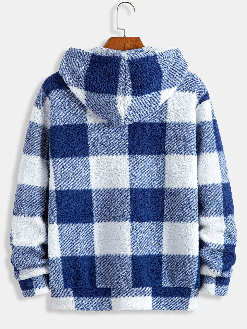 Teddy-Kapuzenpullover mit Karomuster