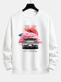 Tokyo Sakura Car Print Relax Fit Sweatshirt