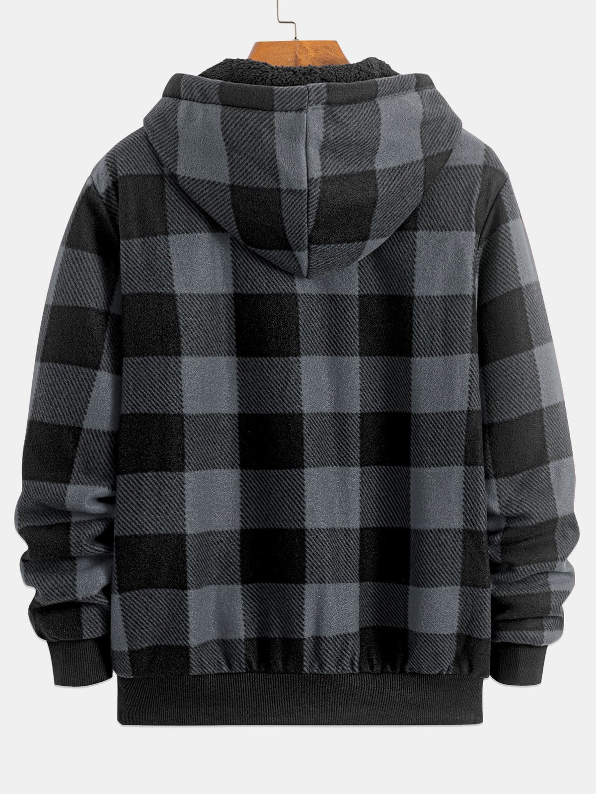 Teddy Fleece Lined Flannel Plaid Hoodie