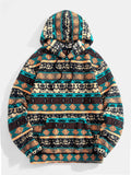 Ethnischer Hoodie aus geometrischem Teddyfleece