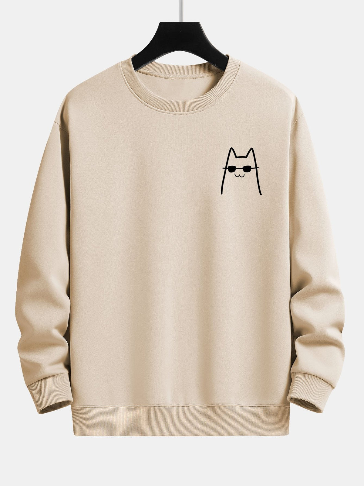 Cat Wearing Sunglasses Print Relax Fit Sweatshirt