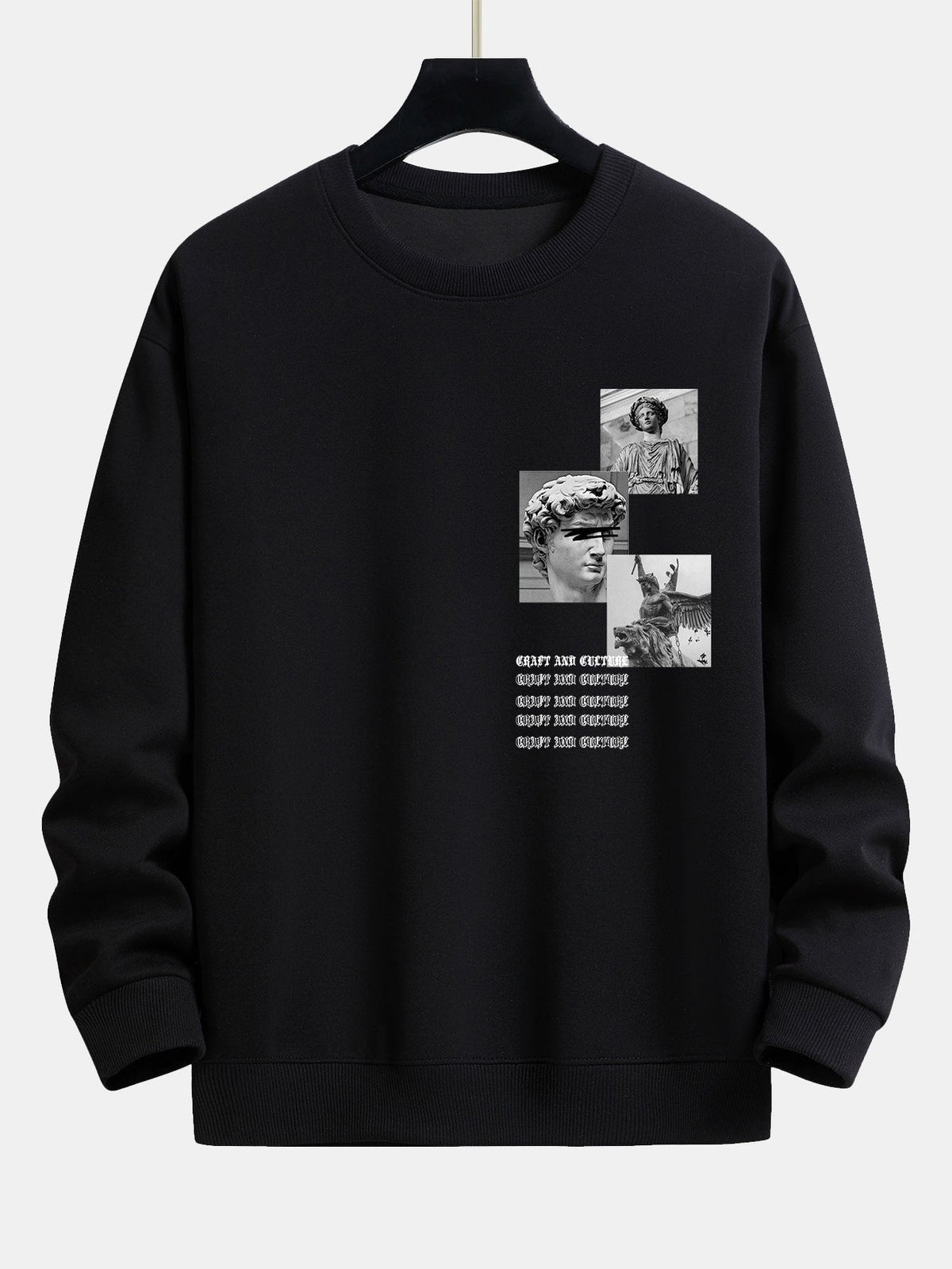 Gothic Slogan Statue Print Relax Fit Sweatshirt