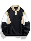 Relax Fit Color Block Polo Sweatshirt
