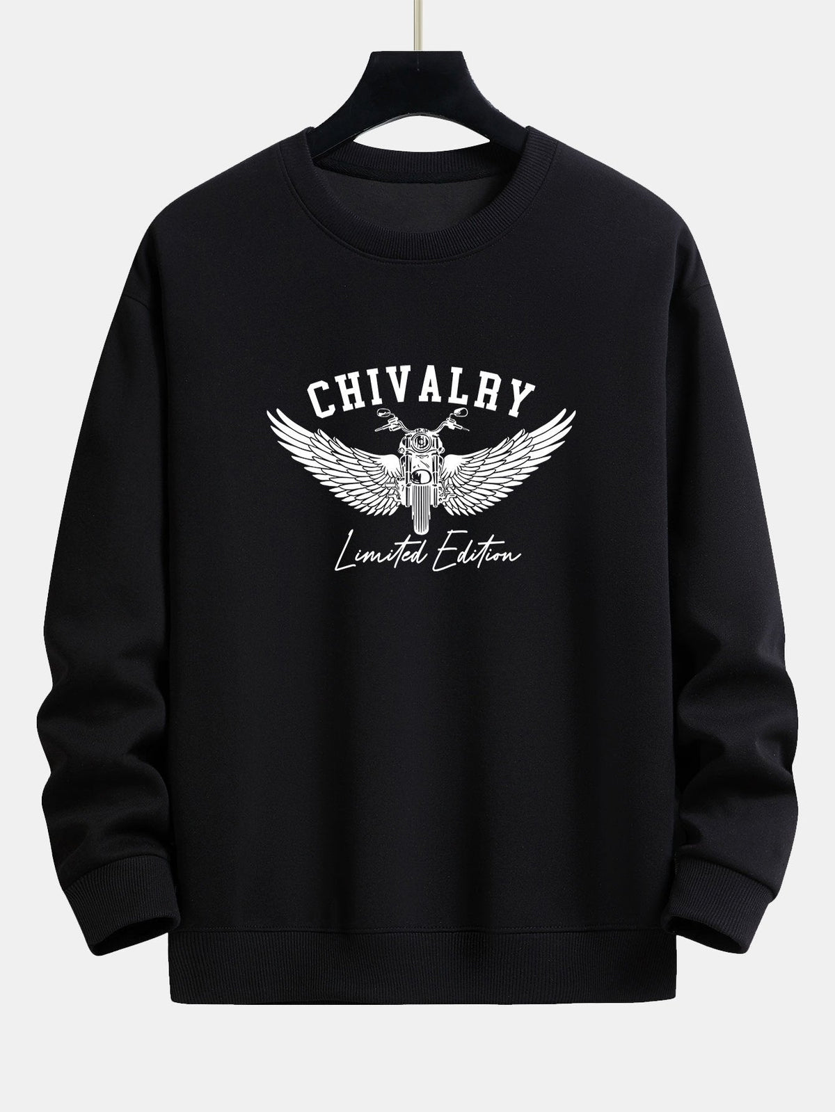 Wings Motorcycle Print Relax Fit Sweatshirt