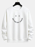 Smiley Face Slogan Print Relax Fit Sweatshirt