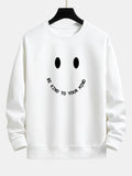 Smiley Face Slogan Print Relax Fit Sweatshirt