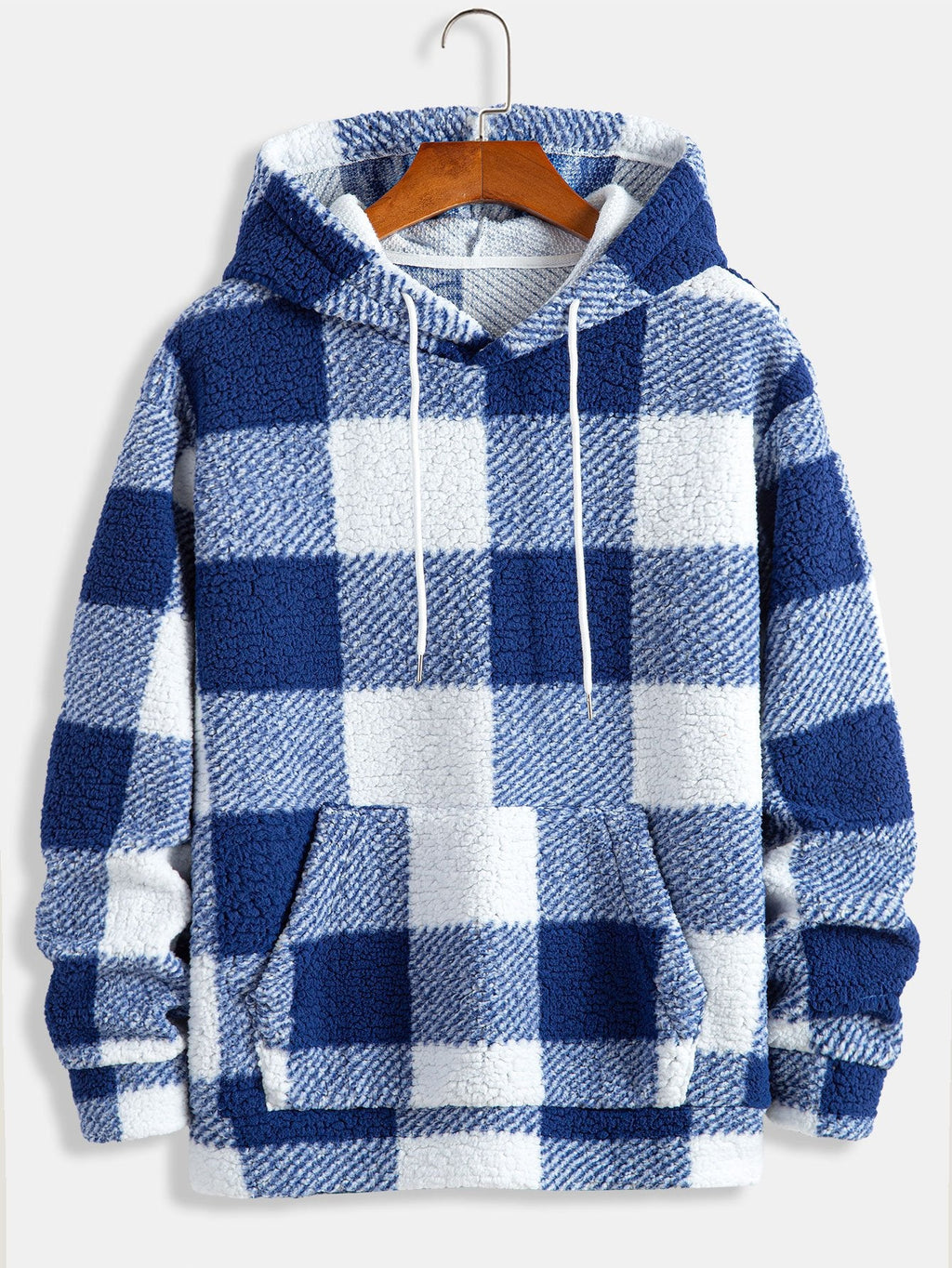 Teddy-Kapuzenpullover mit Karomuster