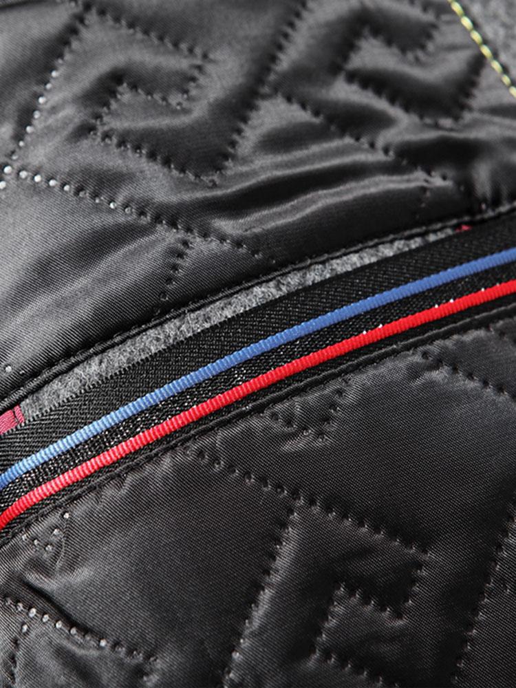 Quilted Lined Wool Blend Lapel Overcoat