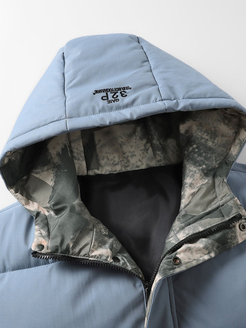 Camouflage Lined Pockets Hooded Puffer Coat