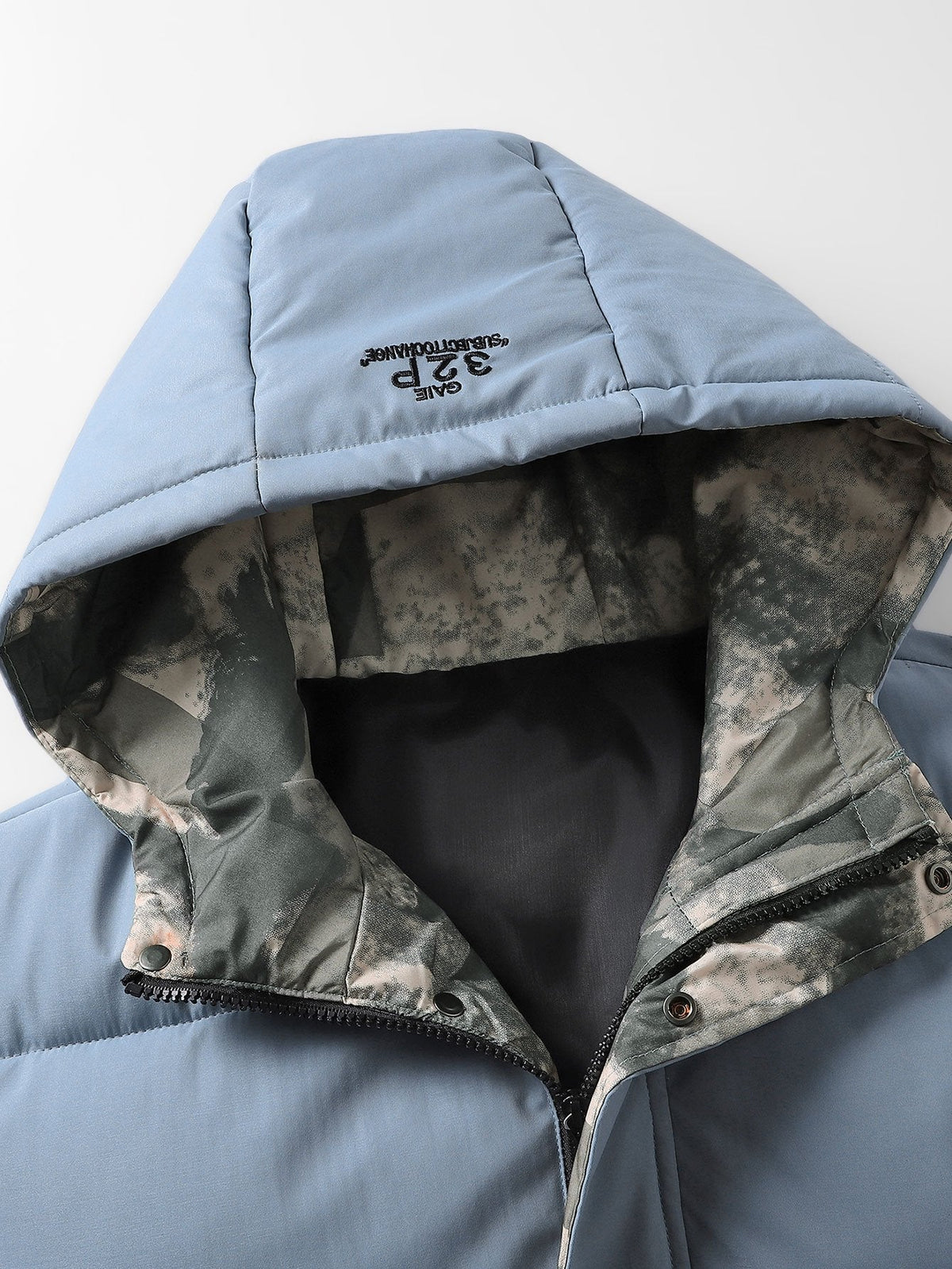 Camouflage Lined Pockets Hooded Puffer Coat